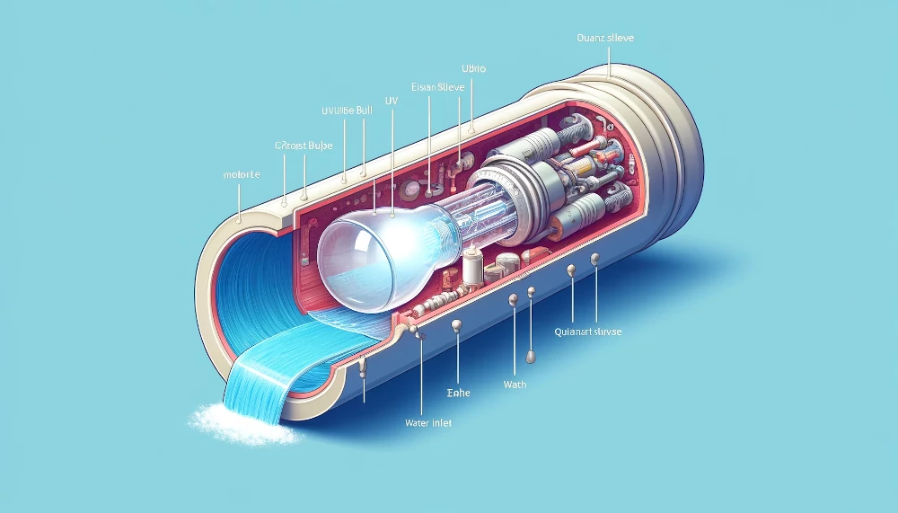 Flowing UV lamp for water